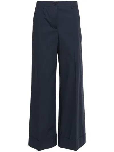 P.a.r.o.s.h Turn-up Hem Cotton Palazzo Trousers In 012