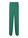 P.a.r.o.s.h Parosh Straight-leg Trousers With High Waist And Polished Draping In Green