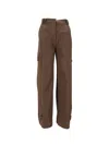 P.a.r.o.s.h Wide Leg Cargo Trousers With Adjustable Straps In Brown