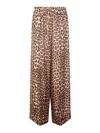 P.a.r.o.s.h . Leopard Print Silk Trousers With Welt Pockets And Flared Fit In Multi