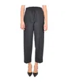 P.a.r.o.s.h Pantaloni Cropped In Lana Vergine Stretch Color Testa Di Moro Con Coulisse Alla Vita In Black