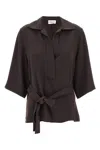 P.a.r.o.s.h Cady Belted V-neck Blouse In Black