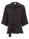 P.a.r.o.s.h Cady Belted V-neck Blouse In Yellow