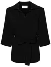 P.a.r.o.s.h Tied-waist Cady Blouse In Black