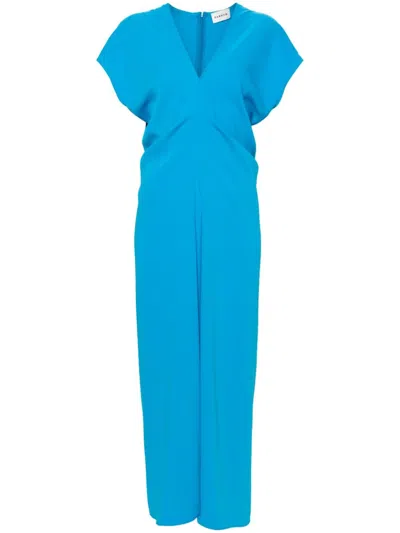 P.a.r.o.s.h Panty Draped Long Dress In Blue