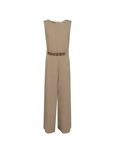 P.a.r.o.s.h Panty Floral-embellished Jumpsuit In Neutral
