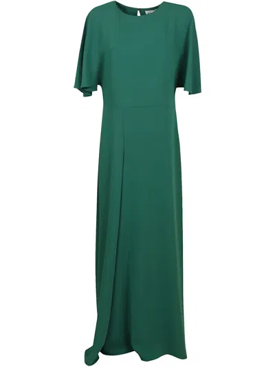 P.a.r.o.s.h Draped Detail Midi Length Round Neckline In Green