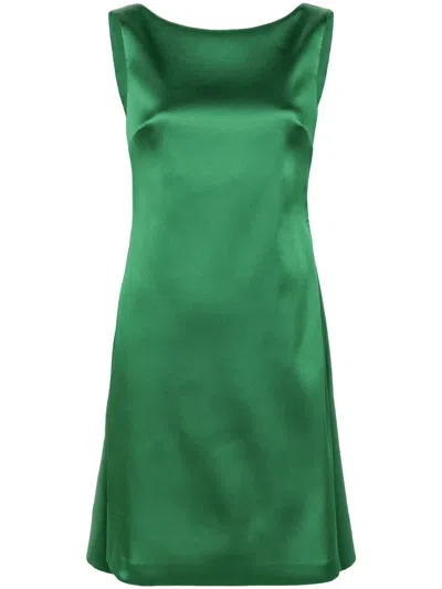 P.a.r.o.s.h Papavero Satin Midi Dress In 绿色