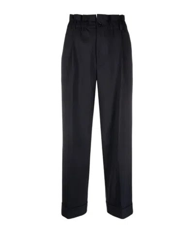 P.a.r.o.s.h Paperbag-waist Straight Leg Trousers In Black