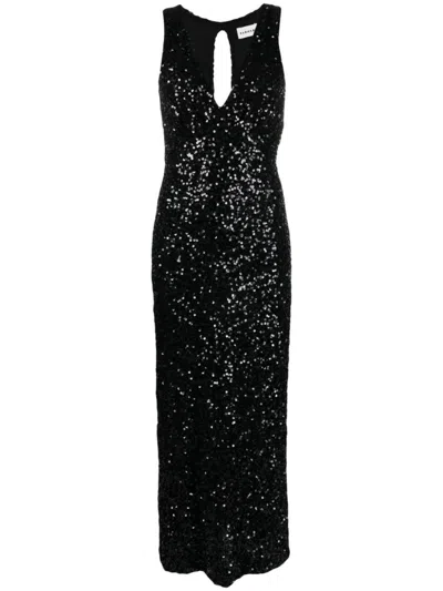 P.a.r.o.s.h P. A.r. O.s. H. Full Sequin Long Dress In Black