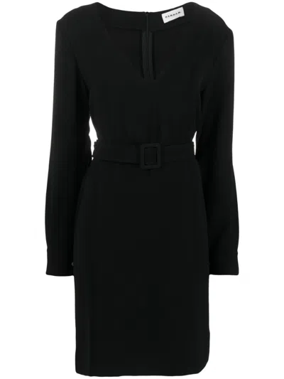 P.a.r.o.s.h Parosh Parosh Belted V Neck Minidress In Black