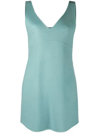 P.a.r.o.s.h Parosh Parosh Stud Detail Wool Mini Dress In Blue