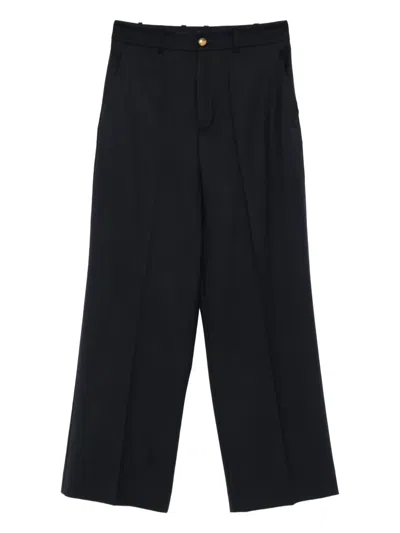 P.a.r.o.s.h Patch-pockets Virgin Wool-blend Trousers In Black
