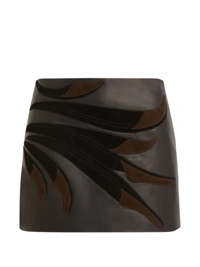 P.a.r.o.s.h Patchwork Leather A-line Mini Skirt In Black