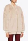 P.a.r.o.s.h Pathos Faux-fur Bomber Jacket With Baseball Collar In Beige