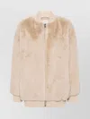 P.a.r.o.s.h Pathos Faux-fur Bomber Jacket With Baseball Collar In Neutrals
