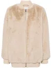 P.a.r.o.s.h Pathos Faux-fur Bomber Jacket With Baseball Collar In Beige
