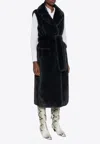 P.a.r.o.s.h Pathos Faux-fur Sleeveless Long Coat In Gray