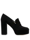 P.a.r.o.s.h . Penny-slot 115mm Suede Platform Sandals In Black