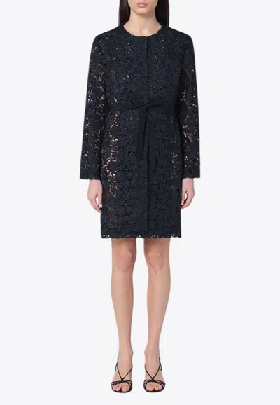 P.a.r.o.s.h Peonia Guipure Lace Mini Dress In Blue
