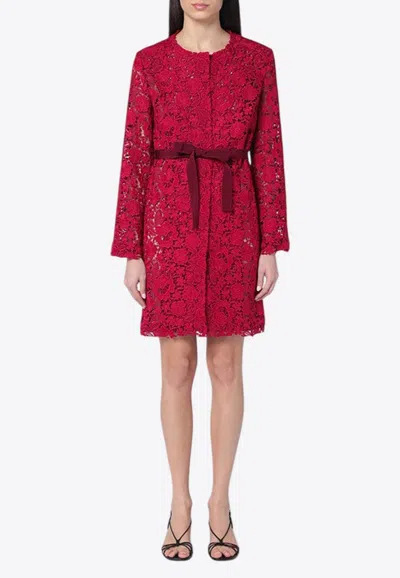 P.a.r.o.s.h Peonia Guipure Lace Mini Dress In Red