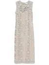 P.a.r.o.s.h Light Grey Lace Midi Dress