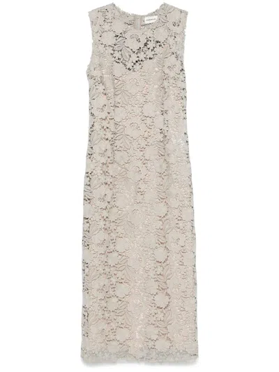 P.a.r.o.s.h Peonia Midi Dress In Beige