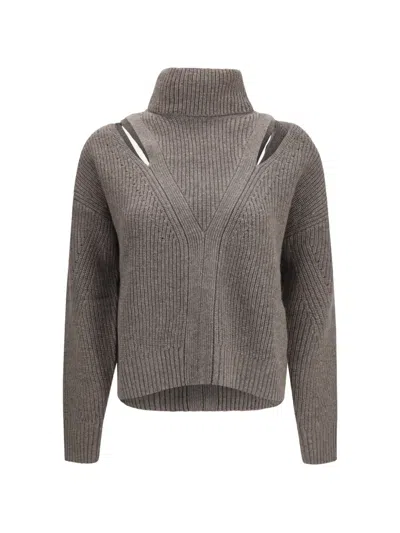 P.a.r.o.s.h P. A.r. O.s. H. High-neck Sweater With Perforated Shoulders In Gray