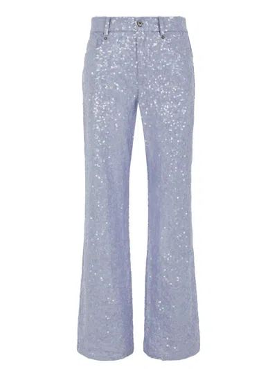 P.a.r.o.s.h Periwinkle Blue Sequined Pants In Glicine