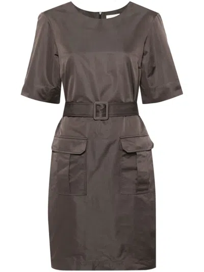 P.a.r.o.s.h Parosh Pesca Belted Mini Dress In Brown