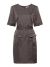 P.a.r.o.s.h Mini Dress With Belt And Pockets In Gris