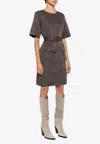 P.a.r.o.s.h Mini Dress With Belt And Pockets In Taupe