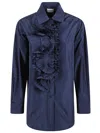 P.a.r.o.s.h Parosh Ruffle Detail Shirt In Blue