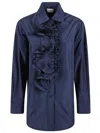 P.a.r.o.s.h Parosh Ruffle Detail Shirt In Blue