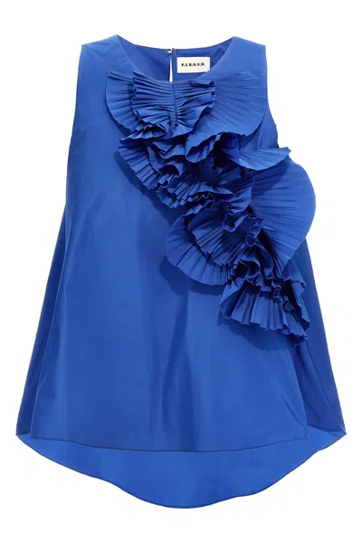 P.a.r.o.s.h Sleeveless Ruffle Detail Back Keyhole Top In Blue