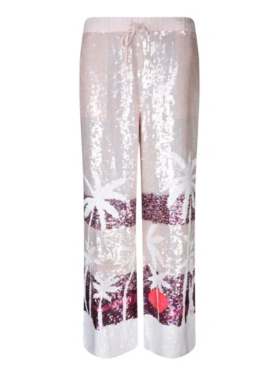 P.a.r.o.s.h Parosh Pink Bubble Sequin Palazzo Trousers