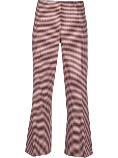 P.A.R.O.S.H PINK HOUNDSTOOTH FLARED TROUSERS