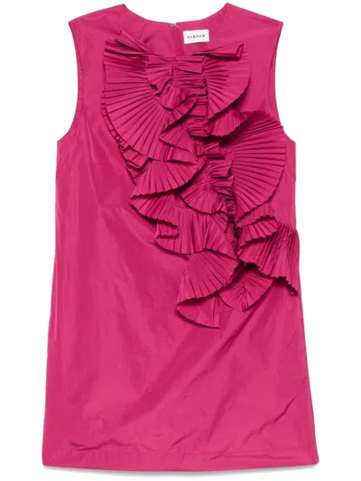 P.A.R.O.S.H PINK RUFFLE-DETAIL MINI DRESS