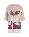 P.A.R.O.S.H PINK TROPICAL PATTERNS CASUAL STYLE SHORT SLEEVES SHIRT