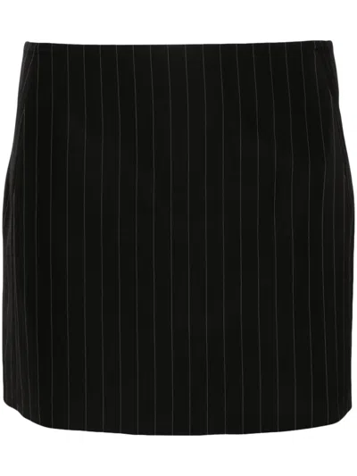 P.a.r.o.s.h Pinstripe-pattern Thigh-high Skirt In Black