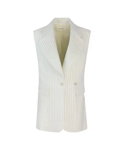 P.a.r.o.s.h Blazer Smanicato Gessato In Toni Neutri