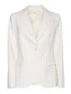 P.a.r.o.s.h Pinstripe Tailored Blazer With Notched Lapel In White