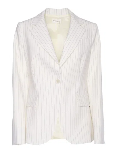P.a.r.o.s.h Pinstripe Tailored Blazer With Notched Lapel In White
