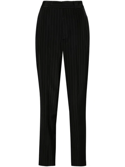 P.a.r.o.s.h Pinstripe Tapered Trousers In Black