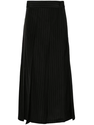 P.a.r.o.s.h Pinstriped Pleated Skirt In Black