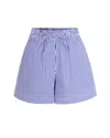 P.a.r.o.s.h Cotton Shorts Elastic Waistband Vertical Stripes In Blue