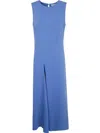 P.a.r.o.s.h Parosh Pleat Detail Sleeveless Dress In Blue