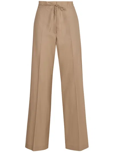 P.a.r.o.s.h Pleat Detailing Cotton Trousers In Beige