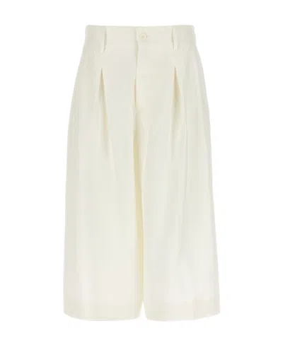 P.a.r.o.s.h Pleated Below-knee Shorts In White