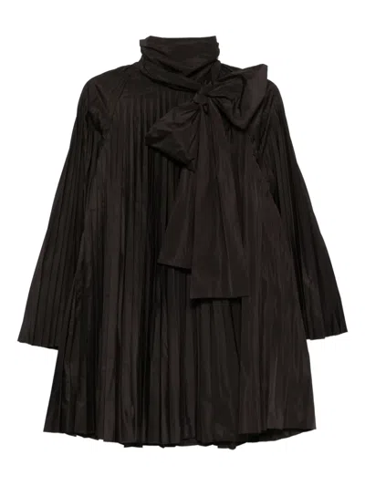 P.a.r.o.s.h Pleated Bow-detail Dress In Brown